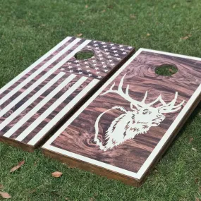 Elk & USA Flag Cornhole Set With Bean Bags