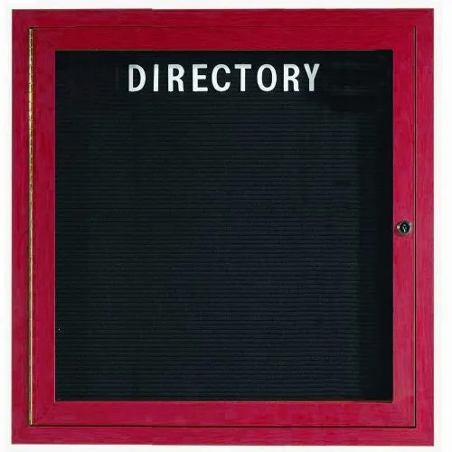 Enclosed Indoor 36"x36" One Door Aluminum Cherry Wood Look Directory Changeable Letter Board