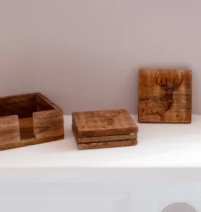 Engraved Wood Stag Coasters