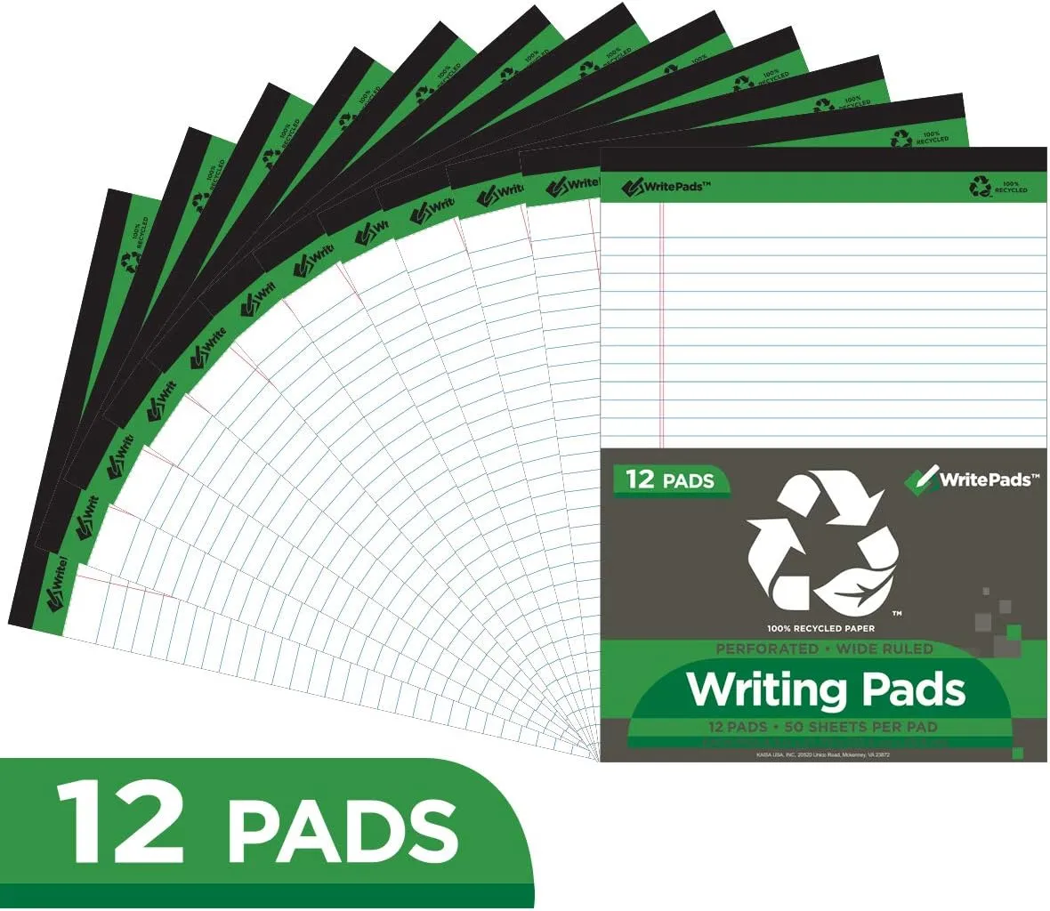 Environmentallyfriendly Legal Pads 85x1175 50 sheets Pack of 12