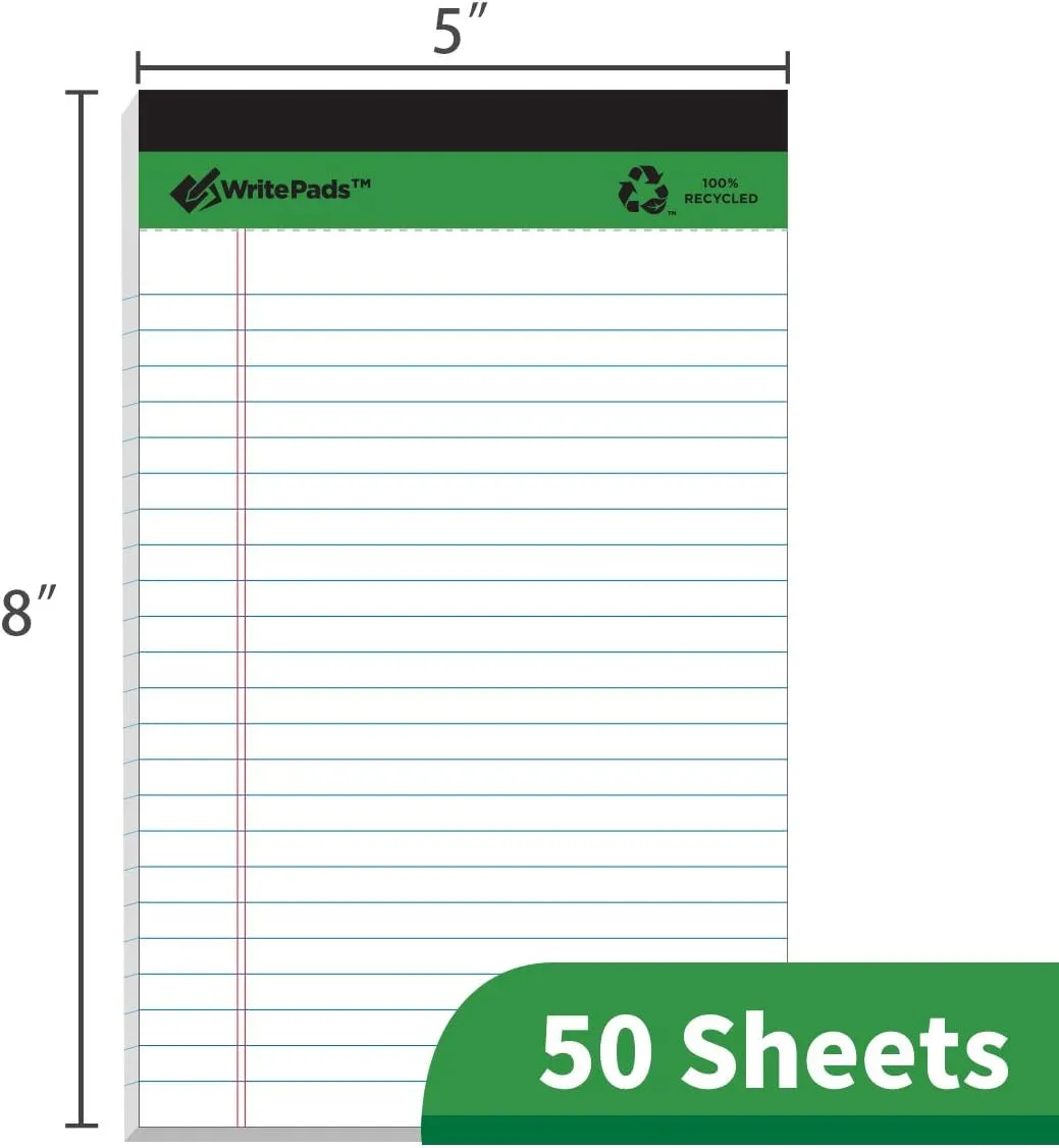Environmentallyfriendly Legal Pads 85x1175 50 sheets Pack of 12