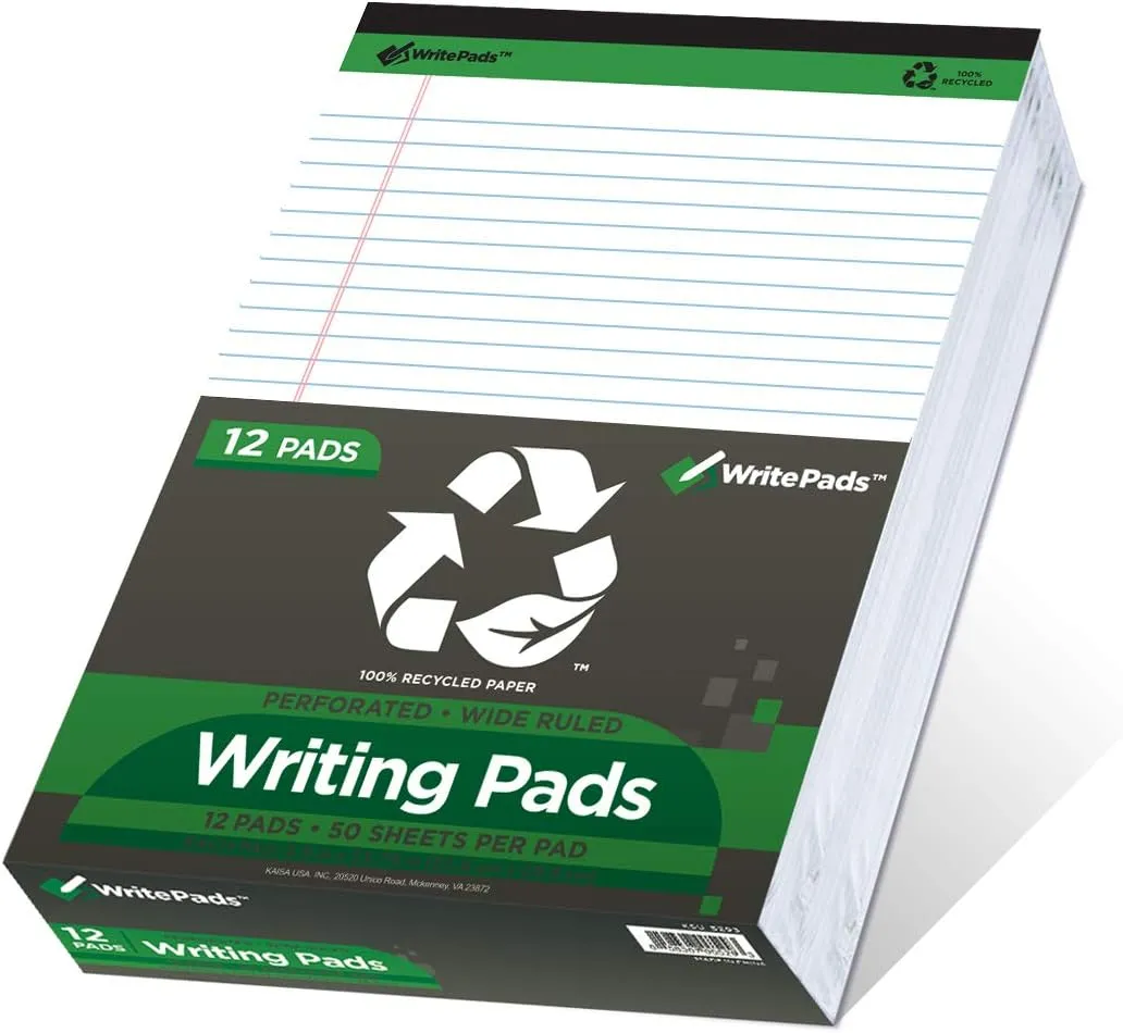 Environmentallyfriendly Legal Pads 85x1175 50 sheets Pack of 12