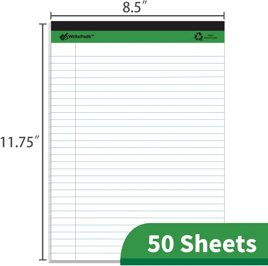 Environmentallyfriendly Legal Pads 85x1175 50 sheets Pack of 12