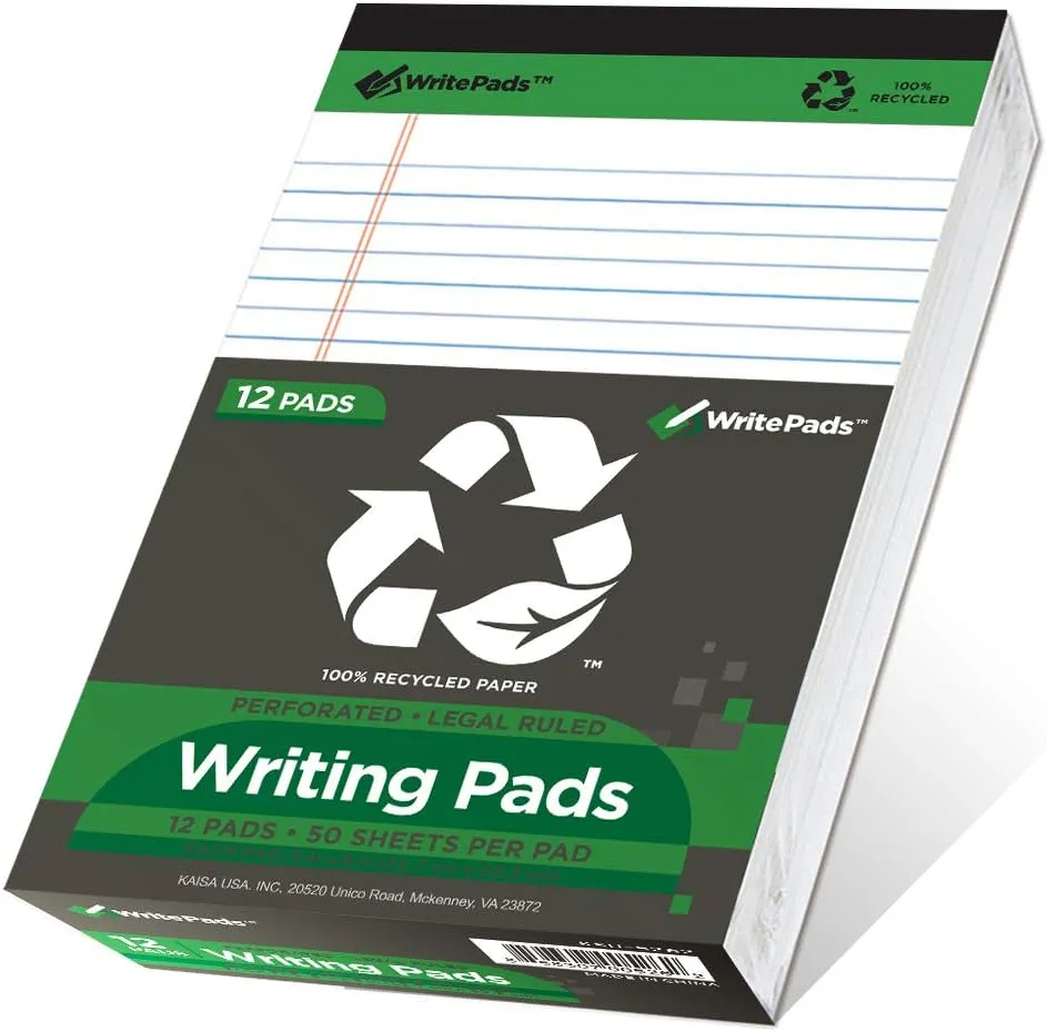 Environmentallyfriendly Legal Pads 85x1175 50 sheets Pack of 12
