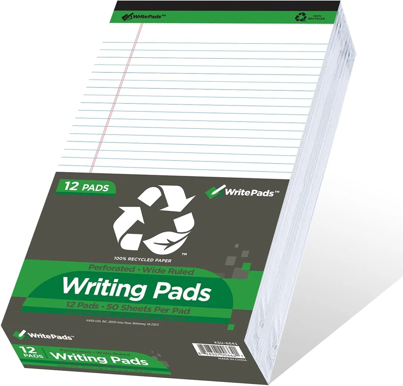 Environmentallyfriendly Legal Pads 85x1175 50 sheets Pack of 12