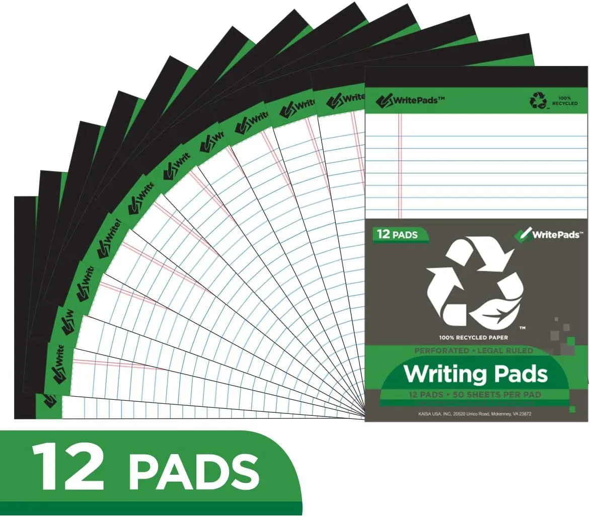 Environmentallyfriendly Legal Pads 85x1175 50 sheets Pack of 12