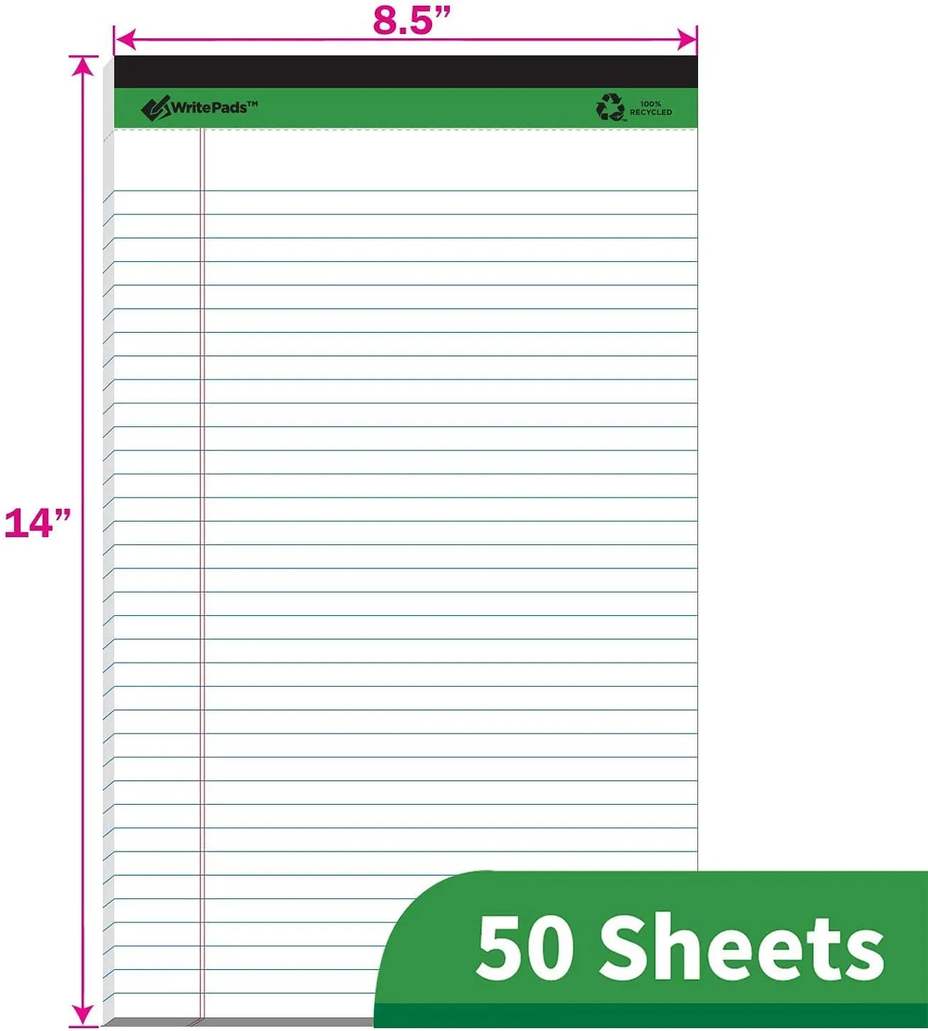Environmentallyfriendly Legal Pads 85x1175 50 sheets Pack of 12