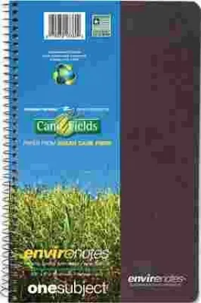 Environotes Sugarcane Notebook' 6 1/2 X 9' 1 Subj' 80 Sheets' College' Assorted