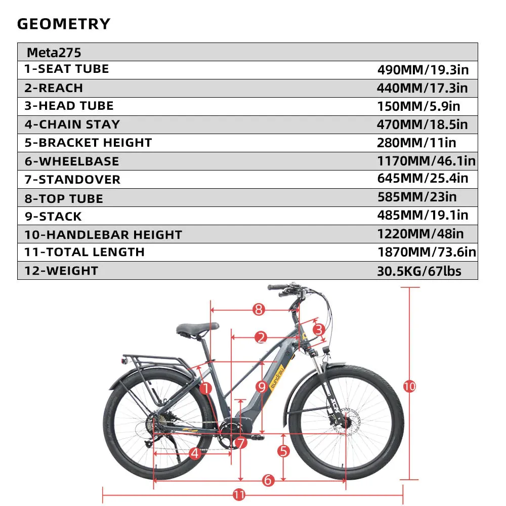 Eunorau META275 Step Thru Electric Commuter Bike