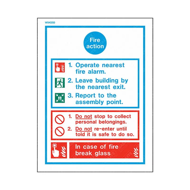 Fire Action Break Glass 150 x 200
