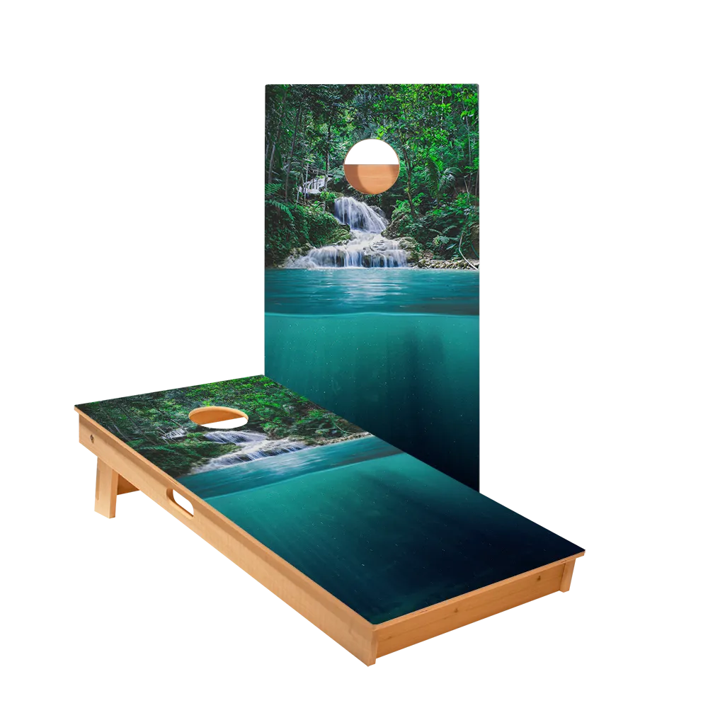 Forest Waterfall Star Cornhole Boards