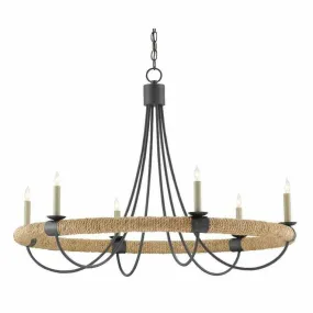 French Black Smoke wood Natural Abaca Rope Shipwright Chandelier