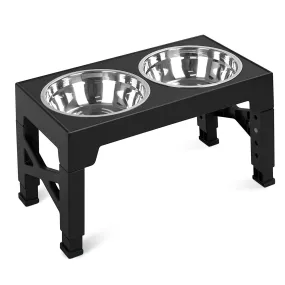 Fresh Fab Finds Dog Raised Bowls with 5 Adjustable Heights Stainless Steel Elevated Dog Bowls Foldable Double Bowl Dog Feeder for Small Medium Large Size Dog