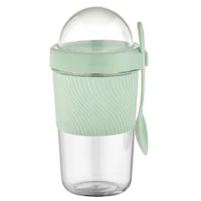 Glass Bowl for Muesli,  Yoghurt Cup with Dome, Travel Beaker for Breakfast and Muesli, 15 Oz
