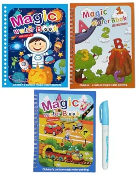 GLUN® Water Magic Books for Children, Different Themes with Self Drying Water Pen for Kids Fun with Learning Including 1 Marker, 3 to 5 Age Group (B)