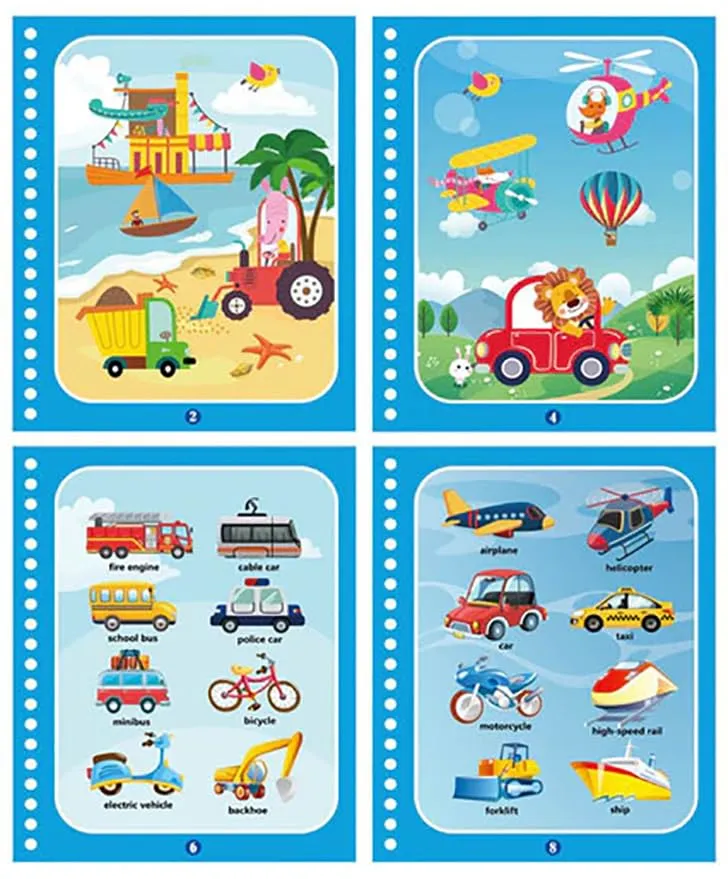 GLUN® Water Magic Books for Children, Different Themes with Self Drying Water Pen for Kids Fun with Learning Including 1 Marker, 3 to 5 Age Group (B)
