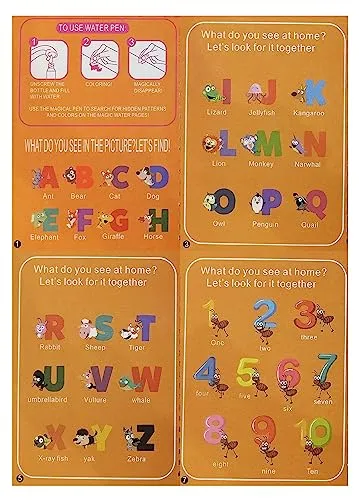 GLUN® Water Magic Books for Children, Different Themes with Self Drying Water Pen for Kids Fun with Learning Including 1 Marker, 3 to 5 Age Group (B)