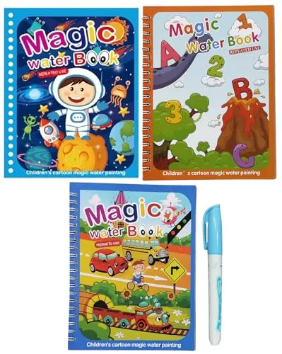 GLUN® Water Magic Books for Children, Different Themes with Self Drying Water Pen for Kids Fun with Learning Including 1 Marker, 3 to 5 Age Group (B)