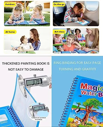 GLUN® Water Magic Books for Children, Different Themes with Self Drying Water Pen for Kids Fun with Learning Including 1 Marker, 3 to 5 Age Group (B)