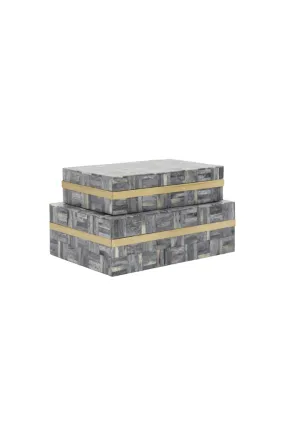 Gray Hatch Gold Band Box