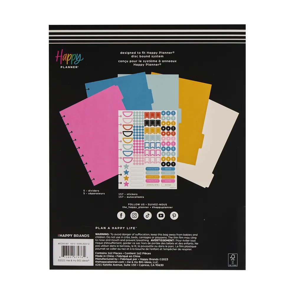 Happy Brights - Classic Plastic Dividers - 5 Pack