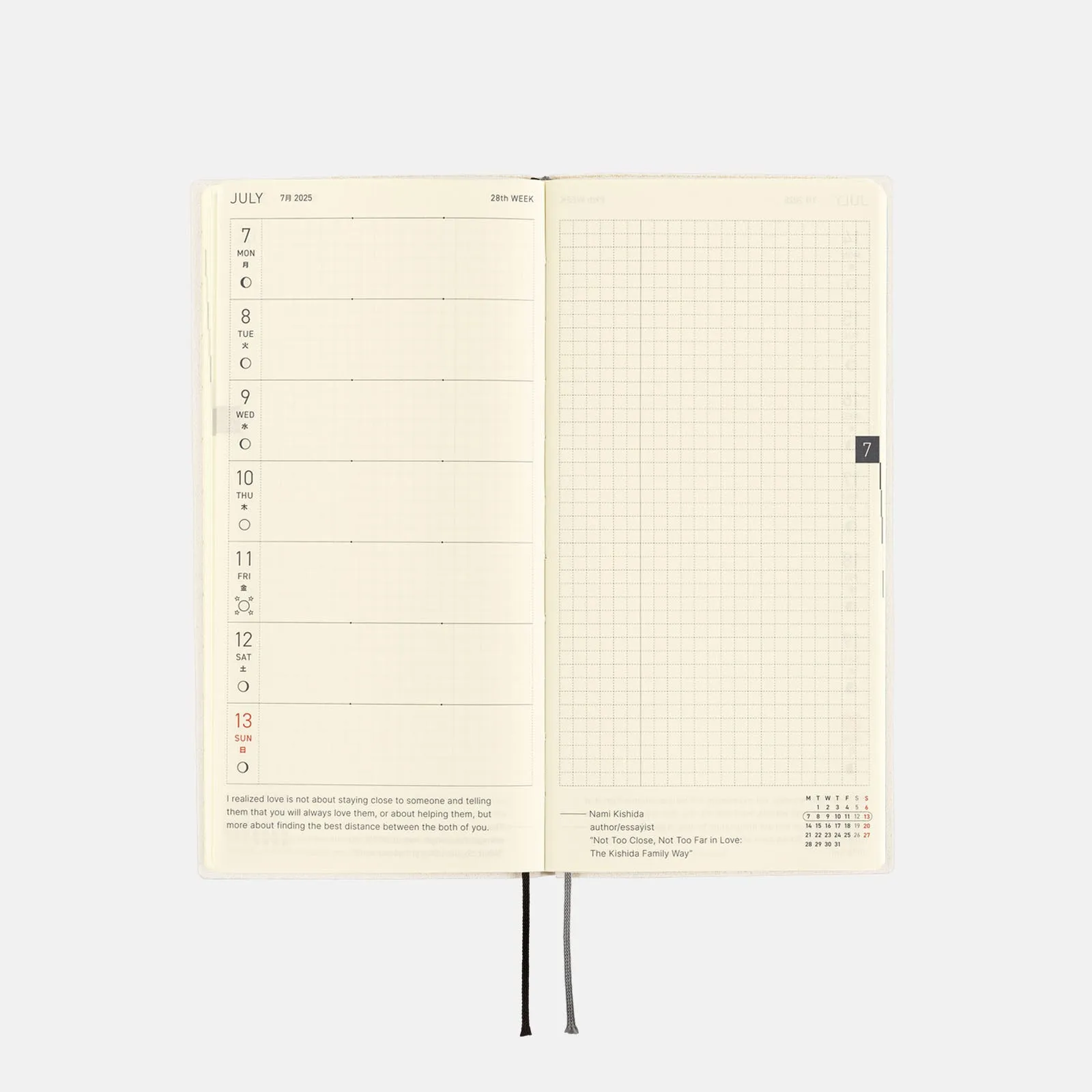 Hobonichi 2025 Weeks White Line Ivory