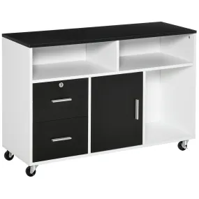 HOMCOM Black Mobile File Cabinet - Versatile Home Office Filing Solution with Lockable Drawer and Shelves