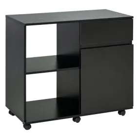 HOMCOM Printer Stand with Open Storage Shelves Black