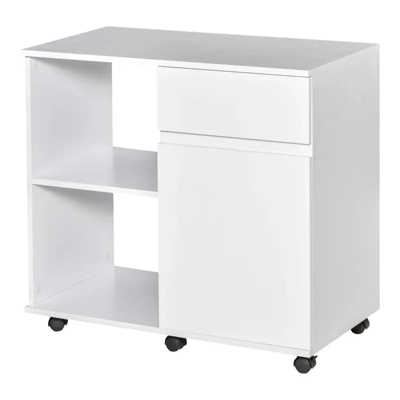 HOMCOM Printer Stand with Open Storage Shelves White