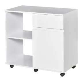 HOMCOM Printer Stand with Open Storage Shelves White