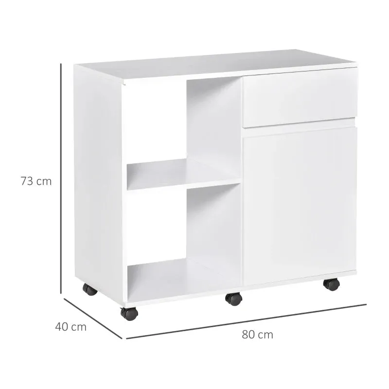 HOMCOM Printer Stand with Open Storage Shelves White