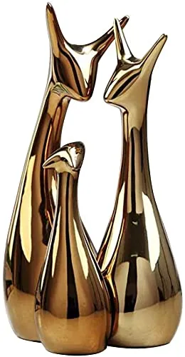 Home Décor Lucky Deer Family Set | Piano Finish Ceramic Figures - (Set of 3)