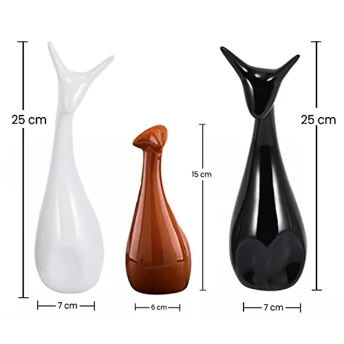 Home Décor Lucky Deer Family Set | Piano Finish Ceramic Figures - (Set of 3)