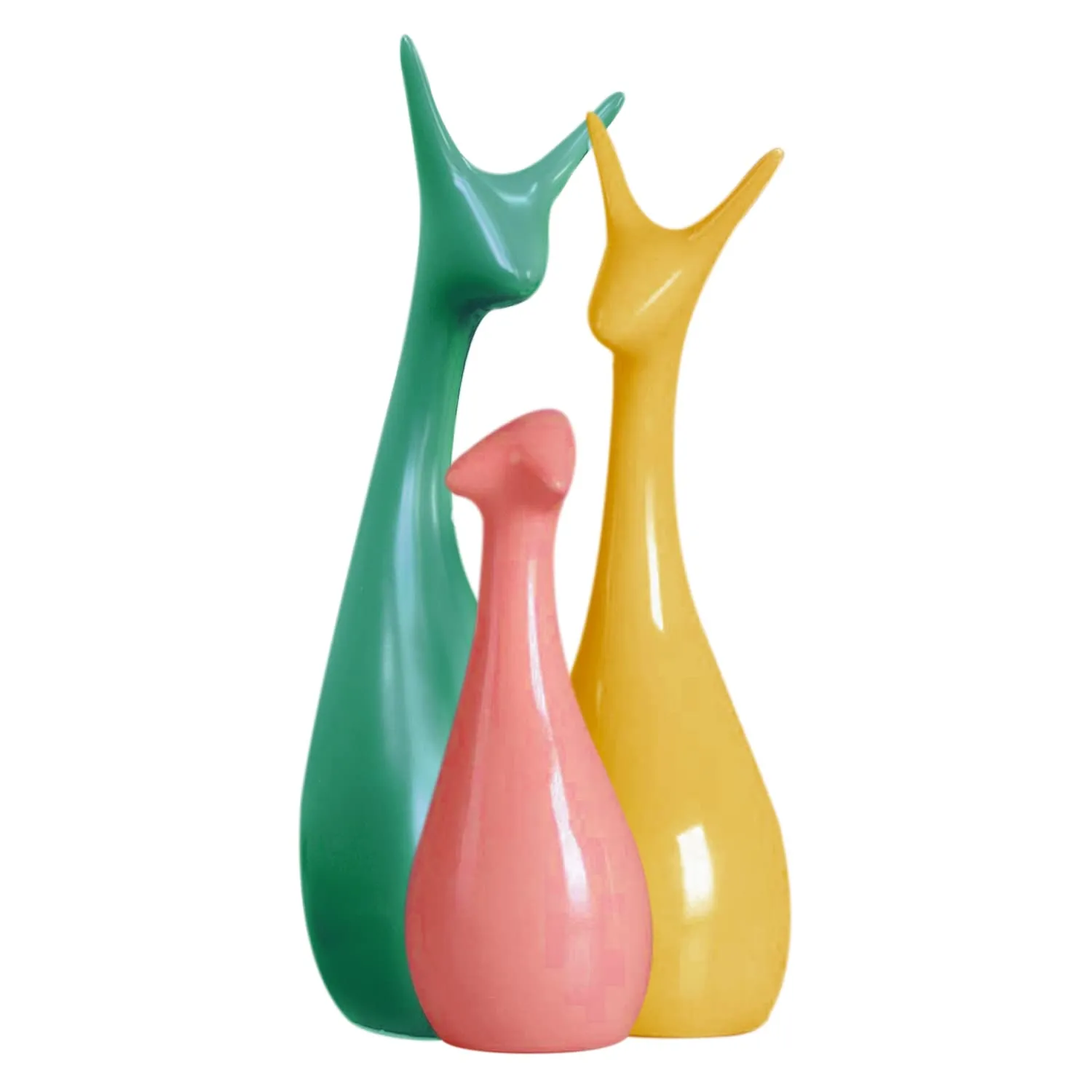 Home Décor Lucky Deer Family Set | Piano Finish Ceramic Figures - (Set of 3)