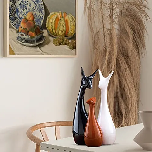 Home Décor Lucky Deer Family Set | Piano Finish Ceramic Figures - (Set of 3)