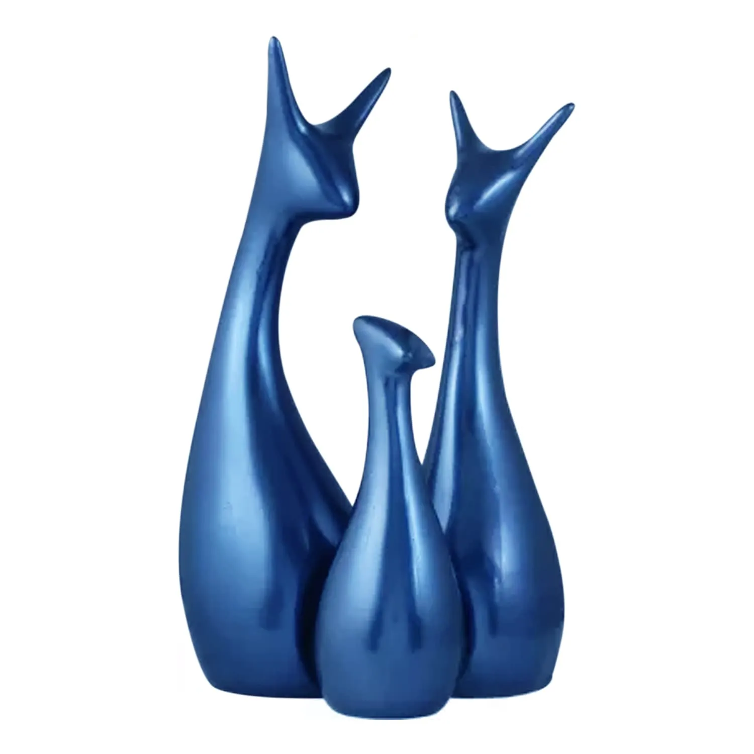 Home Décor Lucky Deer Family Set | Piano Finish Ceramic Figures - (Set of 3)