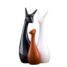 Home Décor Lucky Deer Family Set | Piano Finish Ceramic Figures - (Set of 3)