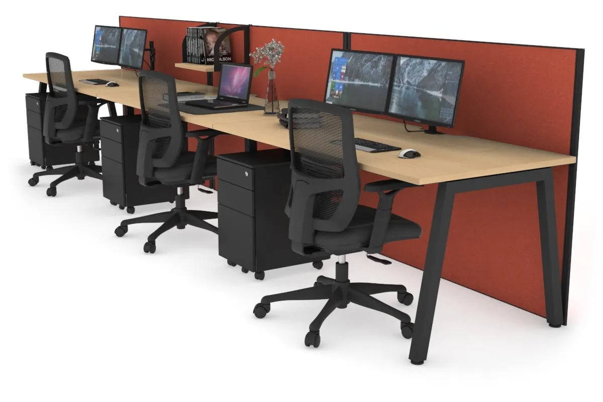 Horizon Quadro 3 Person Run A Legs Office Workstation [1800L x 800W with Cable Scallop]