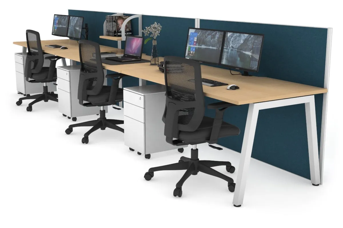 Horizon Quadro 3 Person Run A Legs Office Workstation [1800L x 800W with Cable Scallop]