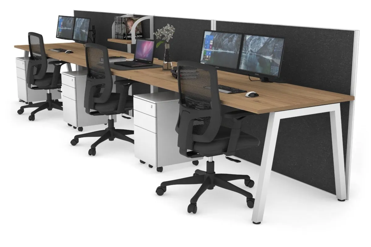 Horizon Quadro 3 Person Run A Legs Office Workstation [1800L x 800W with Cable Scallop]