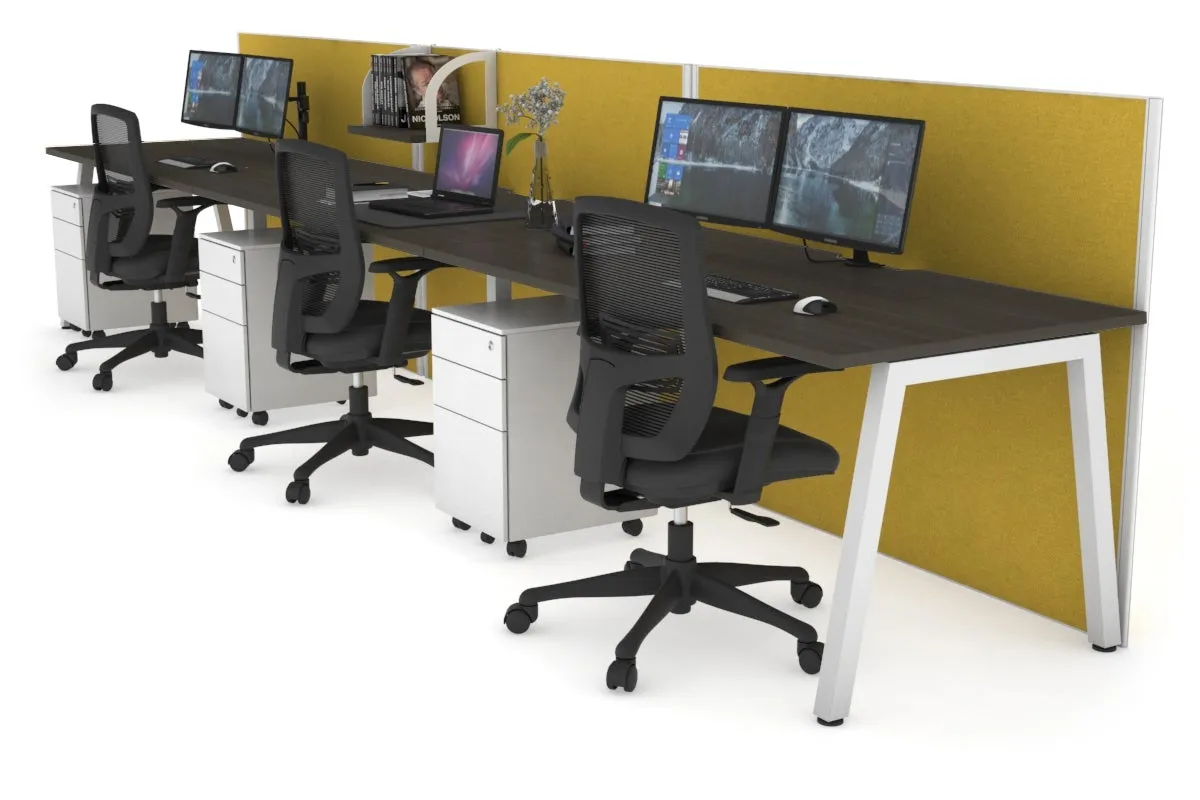Horizon Quadro 3 Person Run A Legs Office Workstation [1800L x 800W with Cable Scallop]