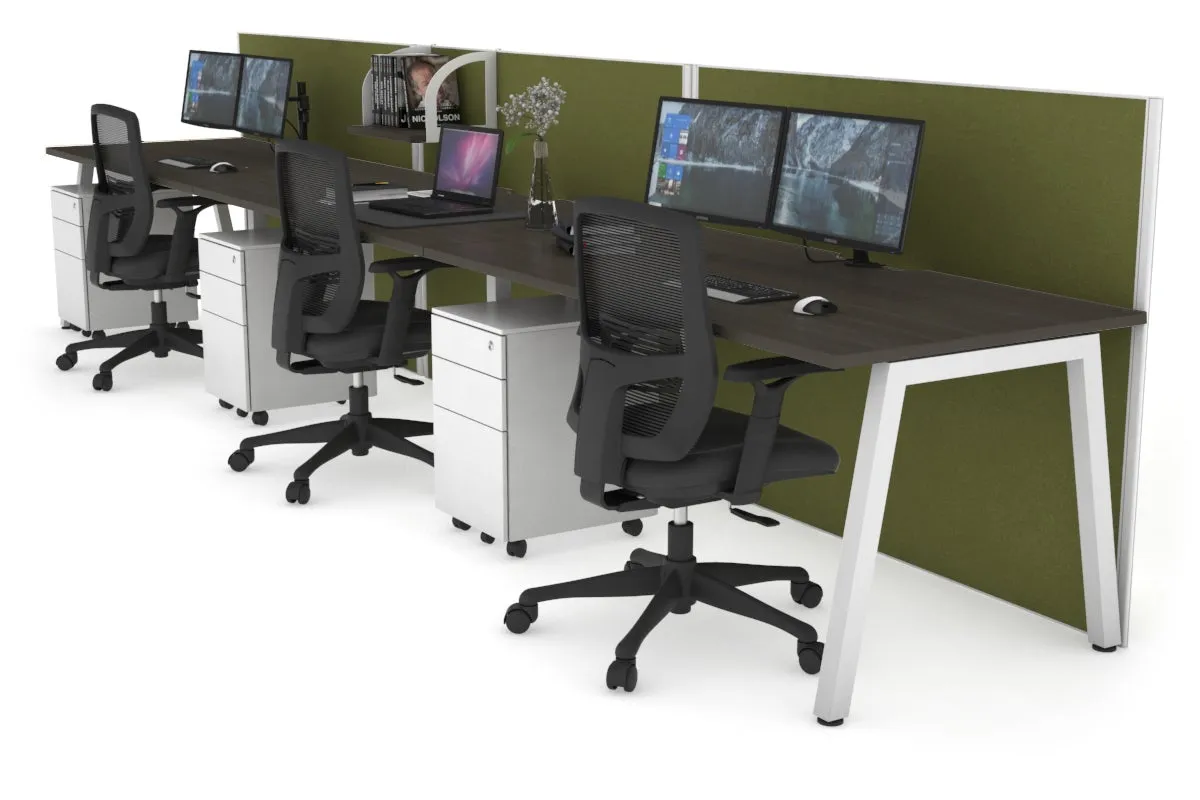 Horizon Quadro 3 Person Run A Legs Office Workstation [1800L x 800W with Cable Scallop]