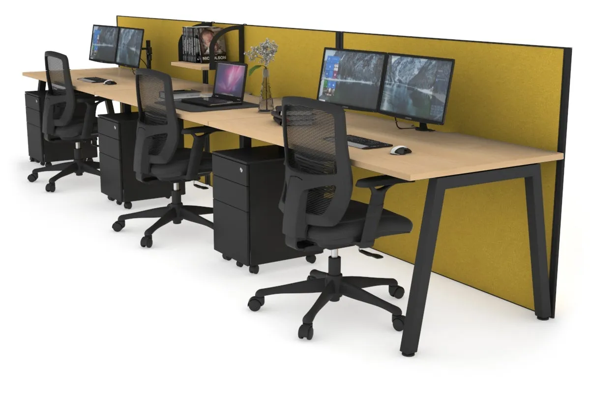 Horizon Quadro 3 Person Run A Legs Office Workstation [1800L x 800W with Cable Scallop]