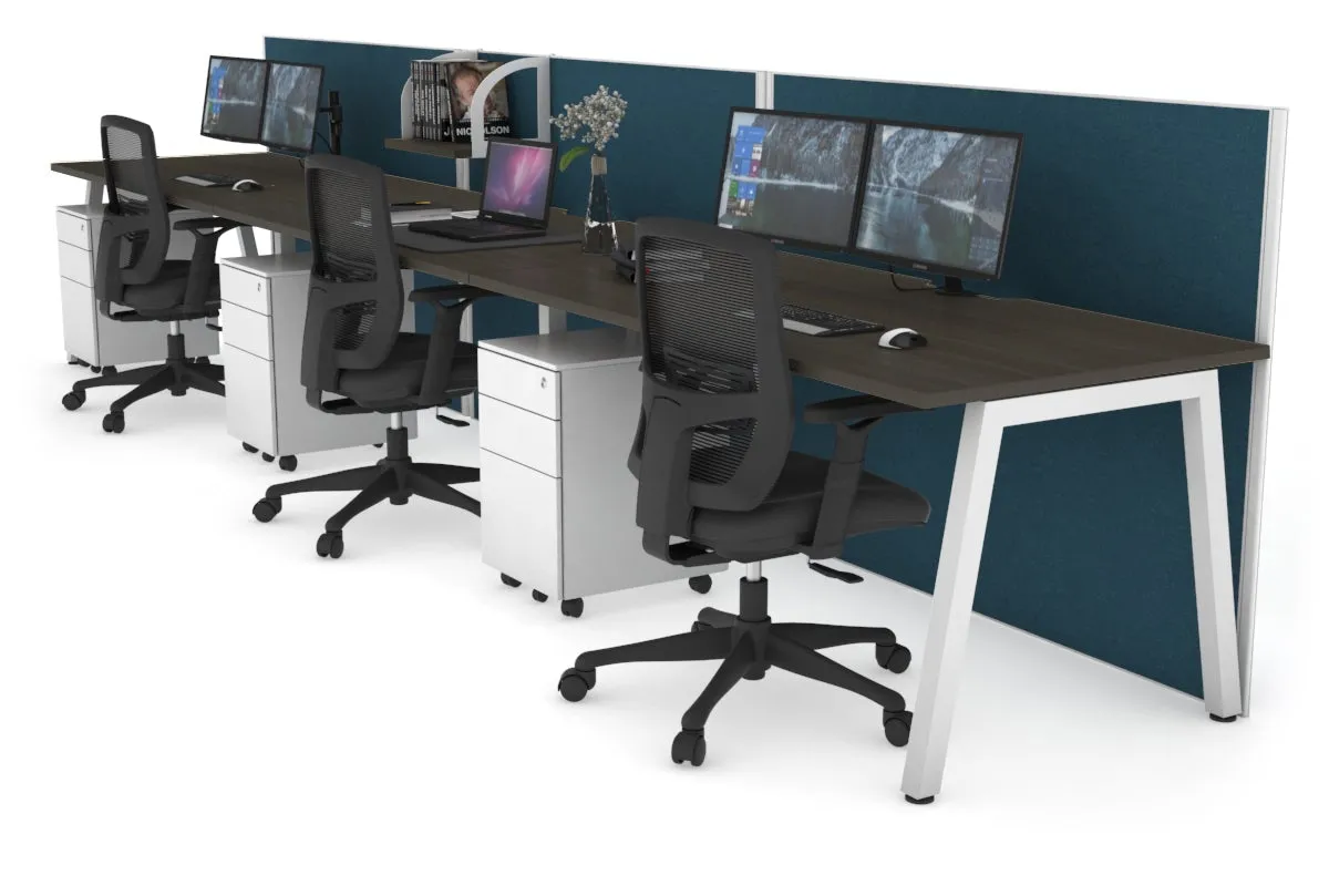 Horizon Quadro 3 Person Run A Legs Office Workstation [1800L x 800W with Cable Scallop]