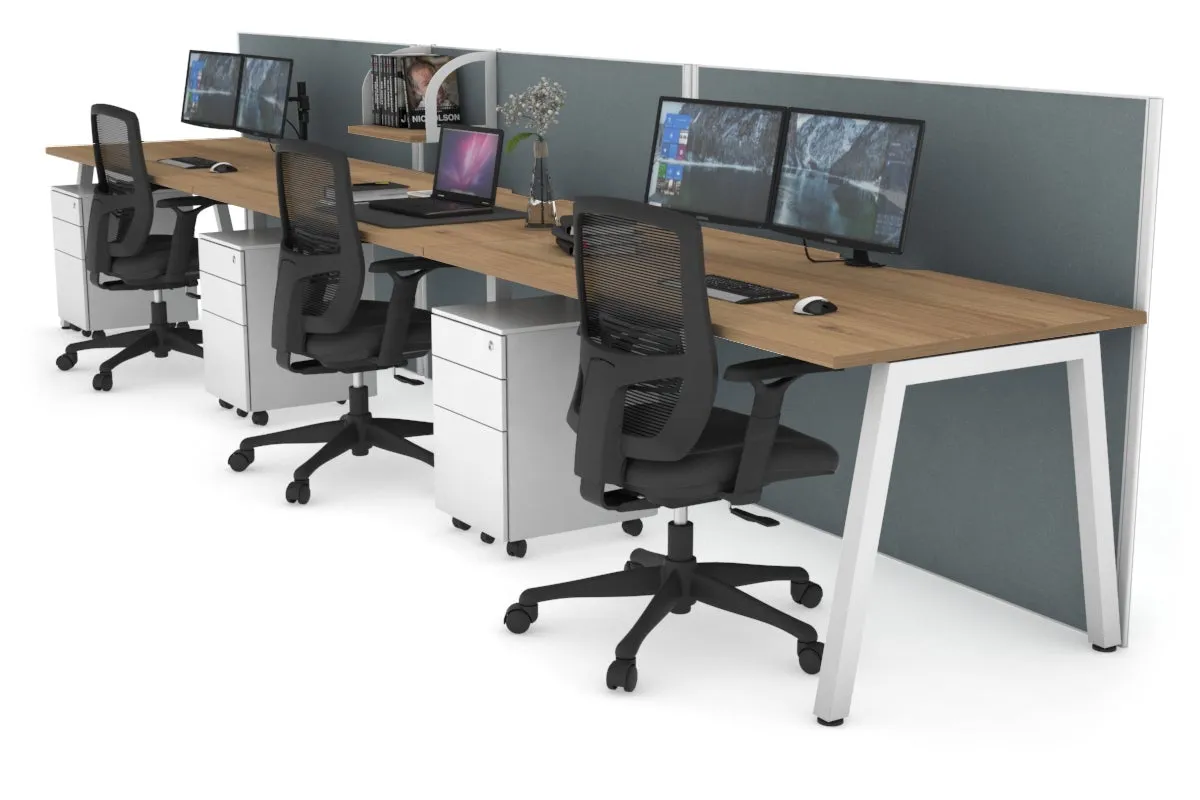 Horizon Quadro 3 Person Run A Legs Office Workstation [1800L x 800W with Cable Scallop]