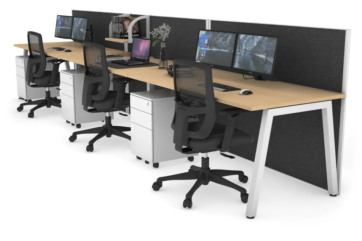 Horizon Quadro 3 Person Run A Legs Office Workstation [1800L x 800W with Cable Scallop]