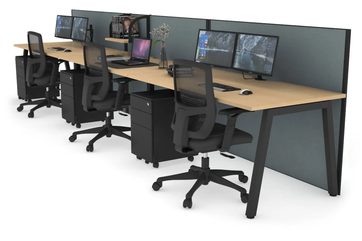 Horizon Quadro 3 Person Run A Legs Office Workstation [1800L x 800W with Cable Scallop]