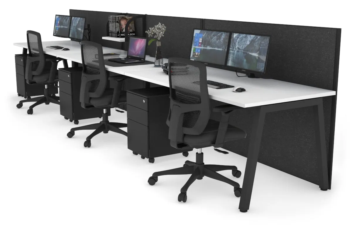 Horizon Quadro 3 Person Run A Legs Office Workstation [1800L x 800W with Cable Scallop]
