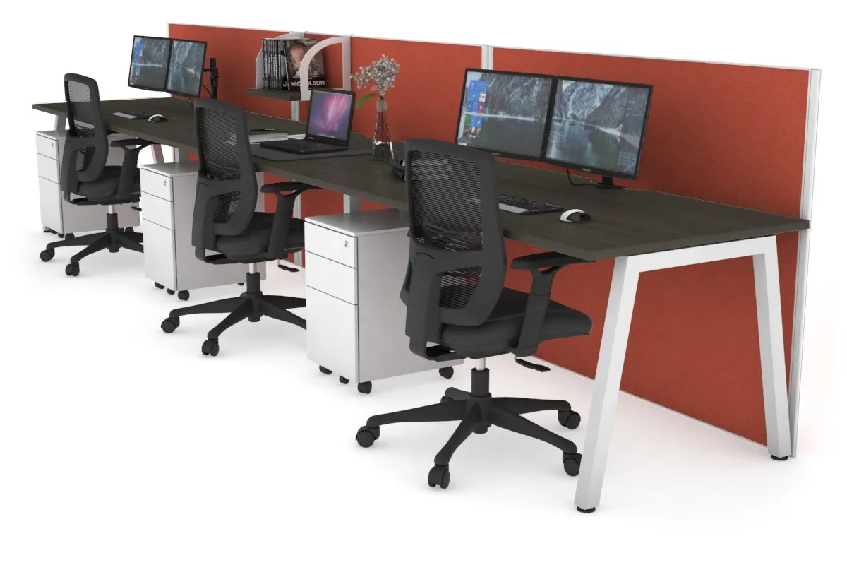 Horizon Quadro 3 Person Run A Legs Office Workstation [1800L x 800W with Cable Scallop]