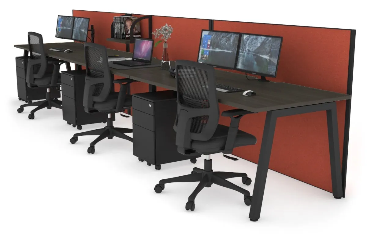Horizon Quadro 3 Person Run A Legs Office Workstation [1800L x 800W with Cable Scallop]